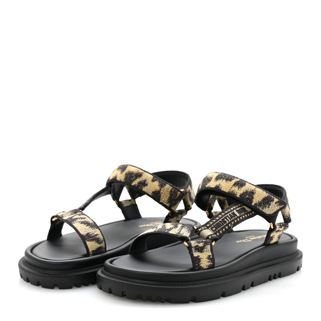 Technical Fabric Mizza Print Dioract Sandals 37 Beige Multicolor