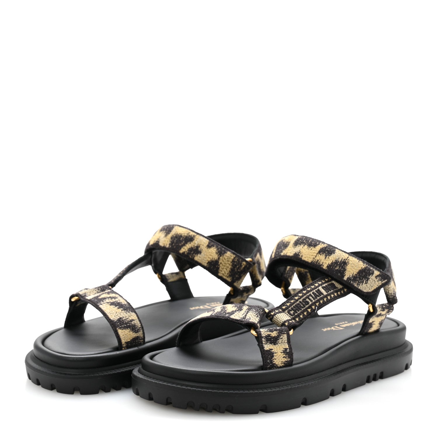Technical Fabric Mizza Print Dioract Sandals 37 Beige Multicolor