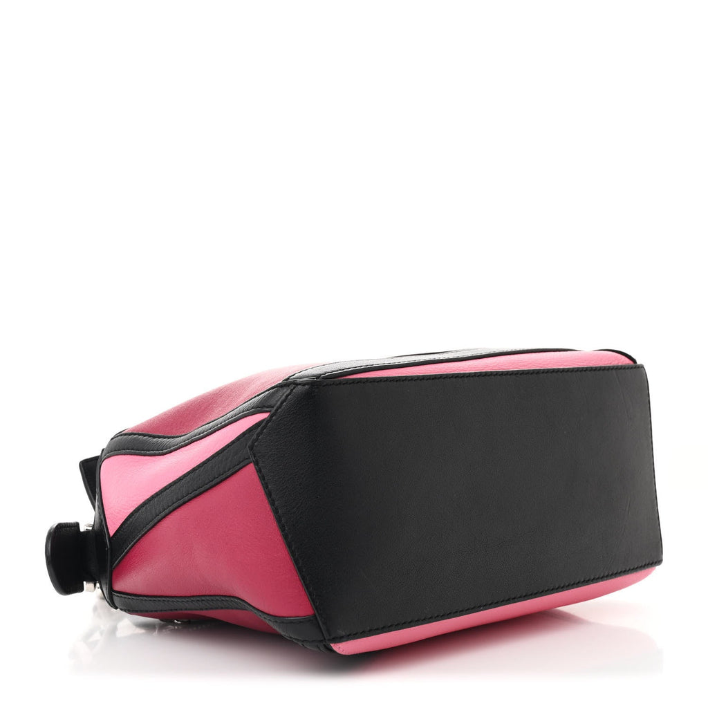 Calfskin Small Graphic Puzzle Bag Raspberry Wild Rose