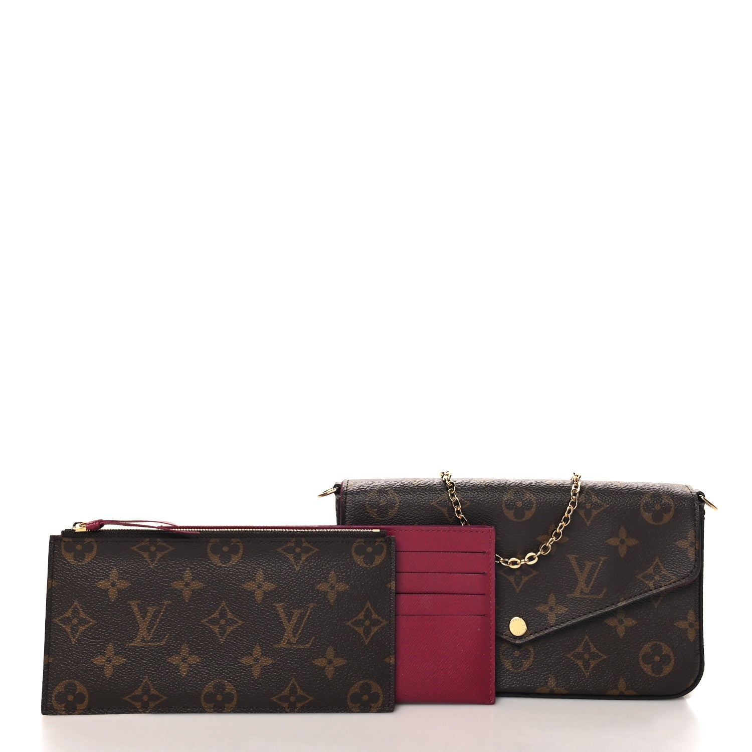 Monogram Pochette Felicie Chain Wallet Fuchsia
