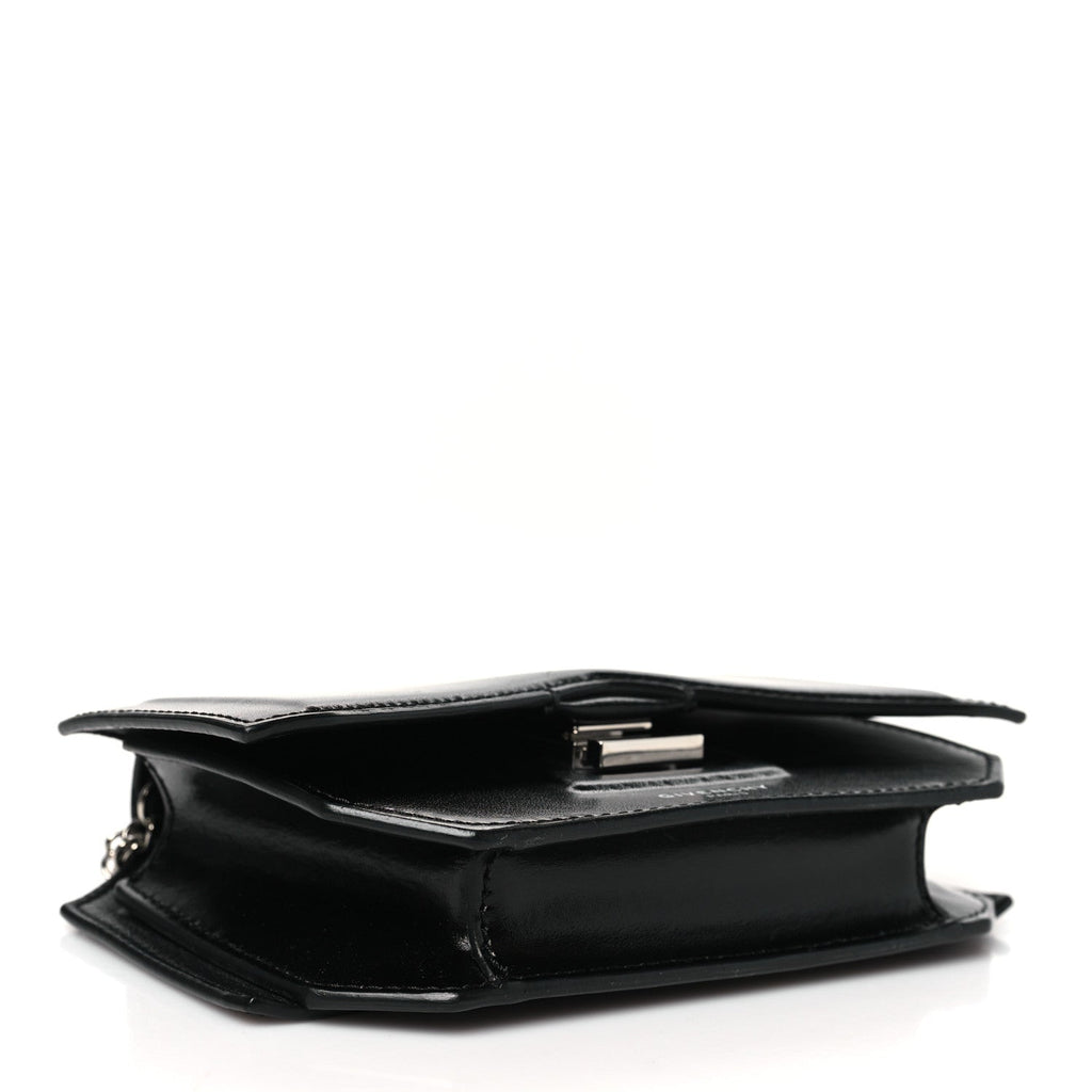 Calfskin Bow Cut Chain Wallet Black
