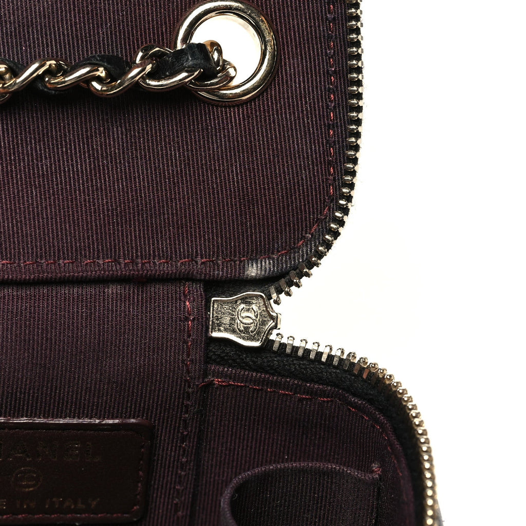 Lambskin Quilted Mini Vanity Case With Chain Black