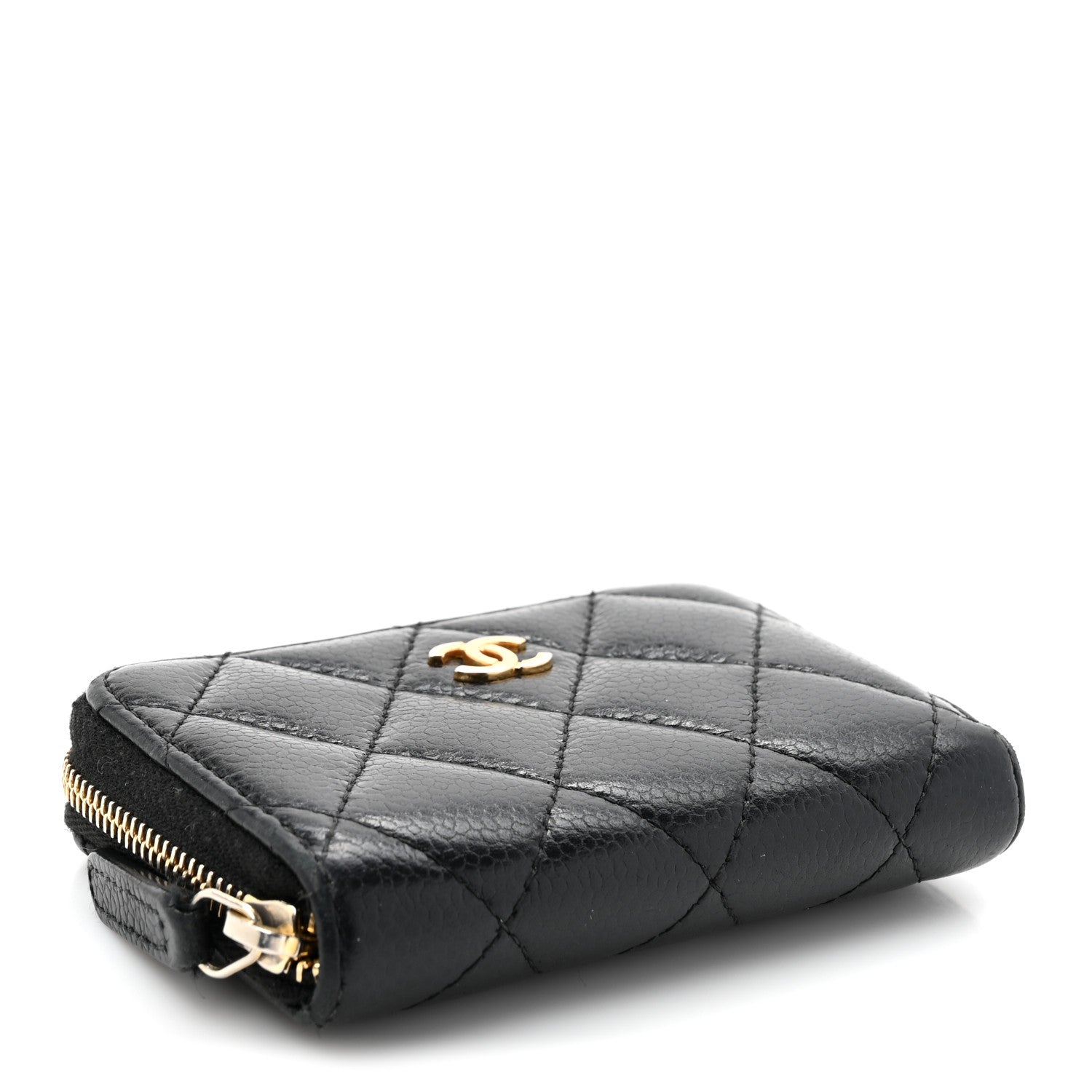 Caviar Quilted Zip Coin Purse Black