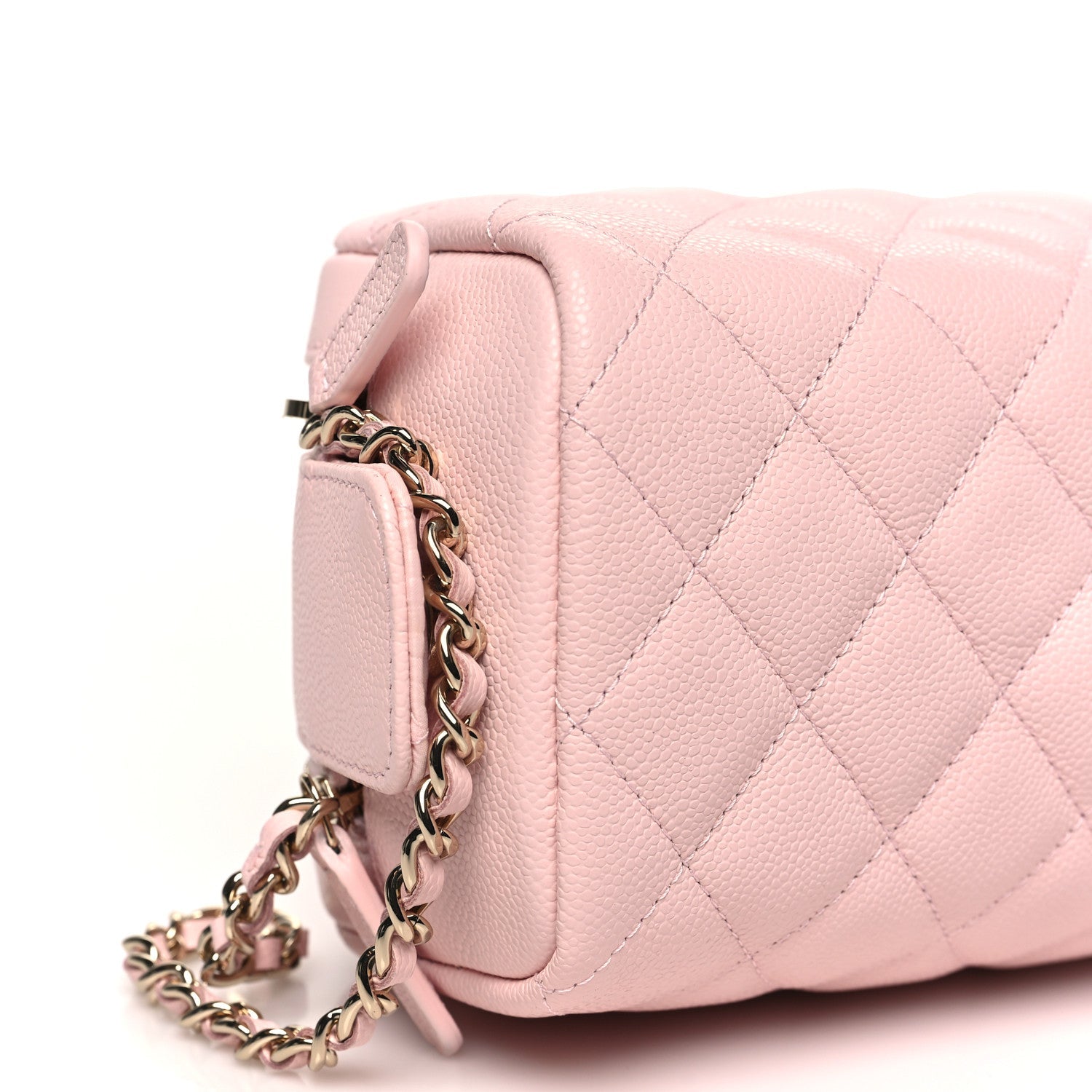 Caviar Quilted Toiletry Case With Chain Light Pink