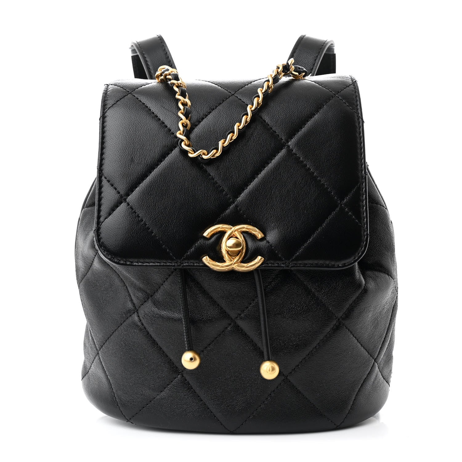 Lambskin Quilted Logo Mini Backpack Black