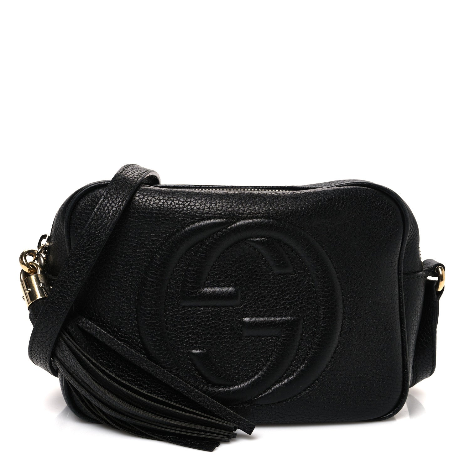 Pebbled Calfskin Small Soho Disco Bag Black