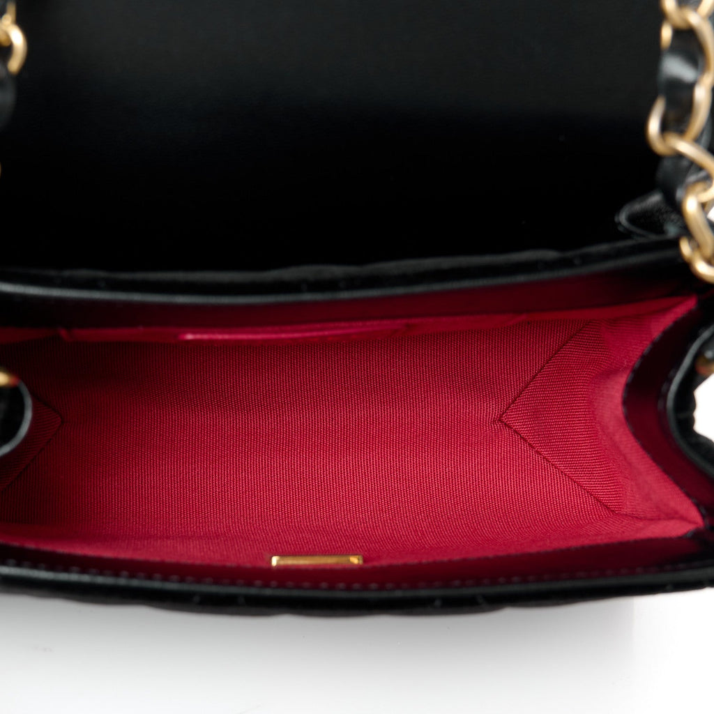 Velvet Strass Diamond Lock Flap Black