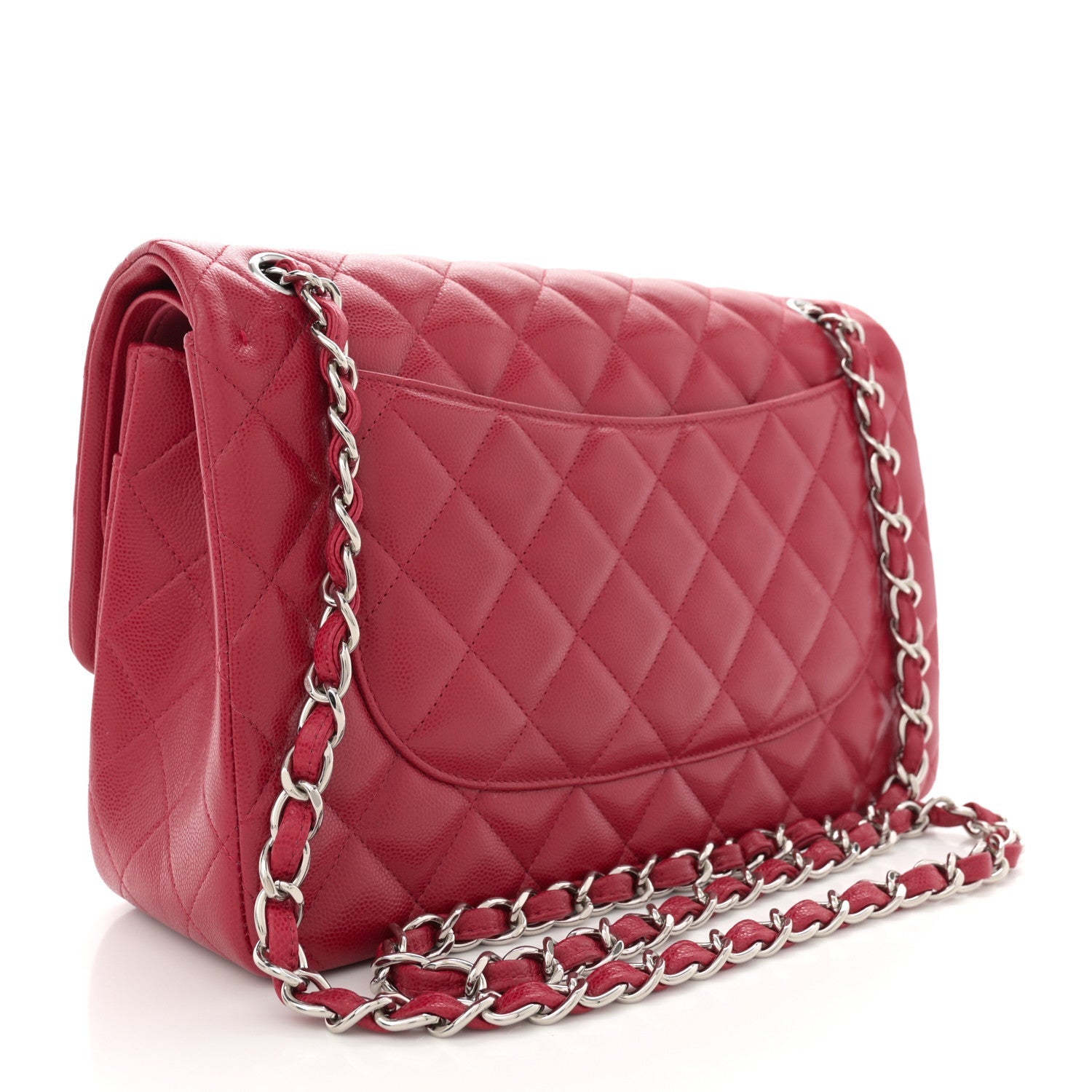 Caviar Quilted Jumbo Double Flap Dark Pink