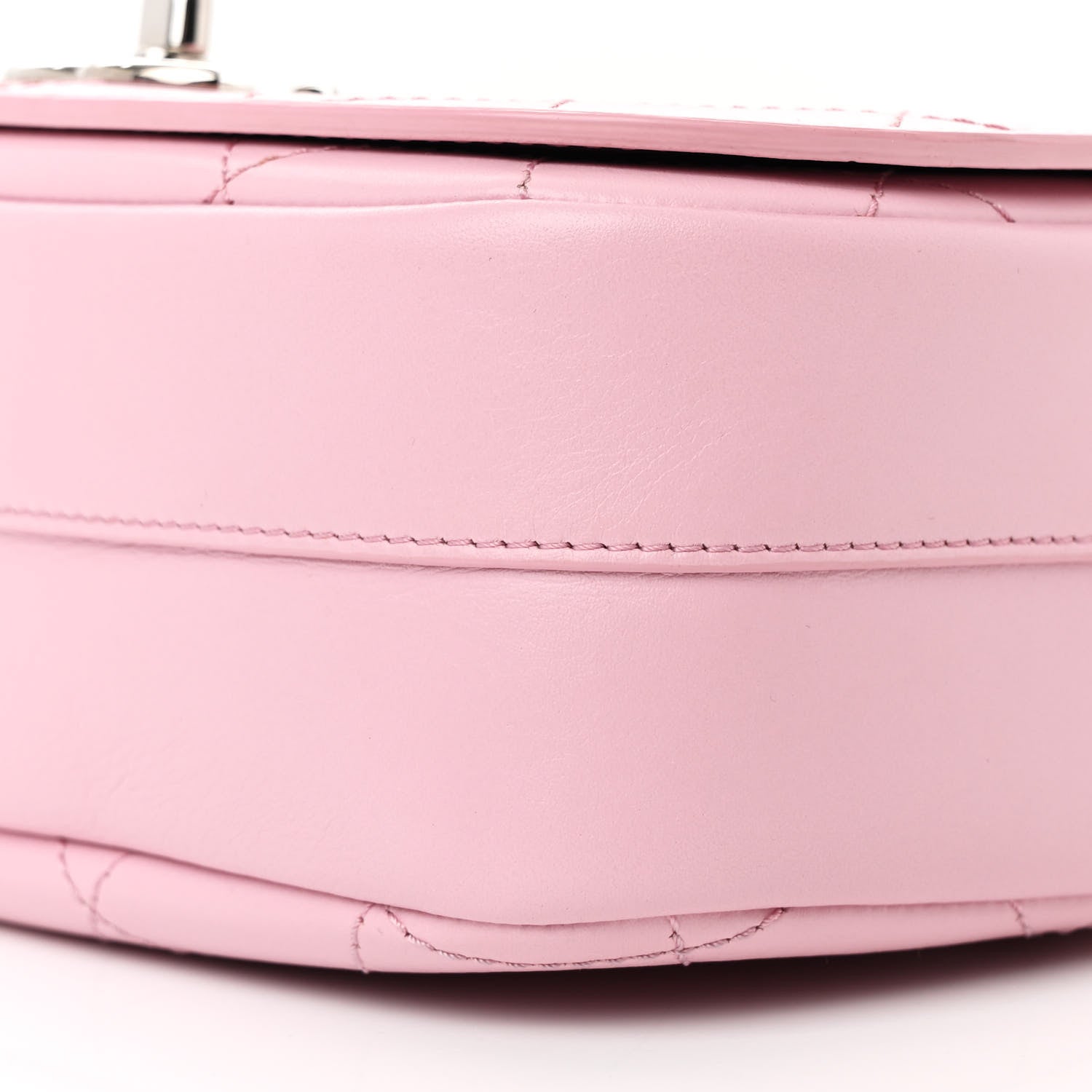 Calfskin Stitched Small Ring My Bag Flap Crossbody Pink