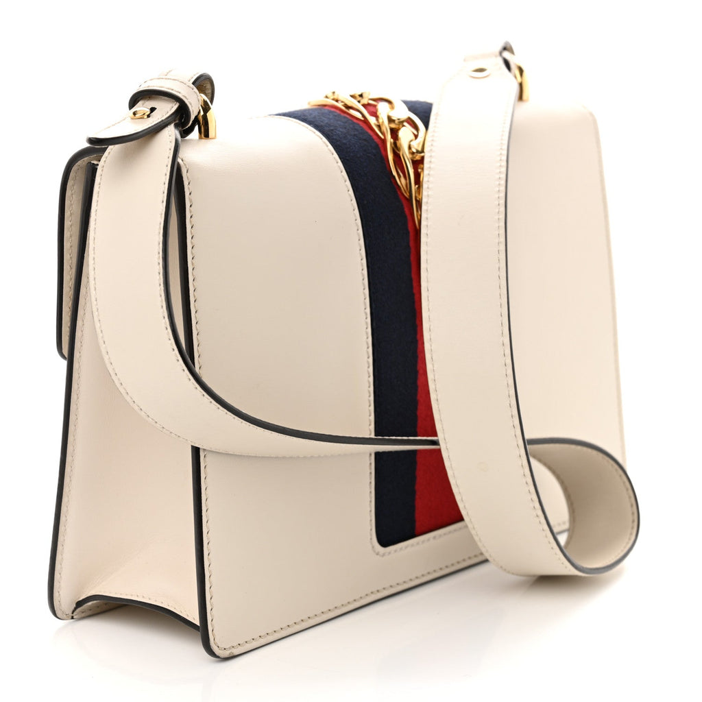 Calfskin Small Sylvie Shoulder Bag Off White