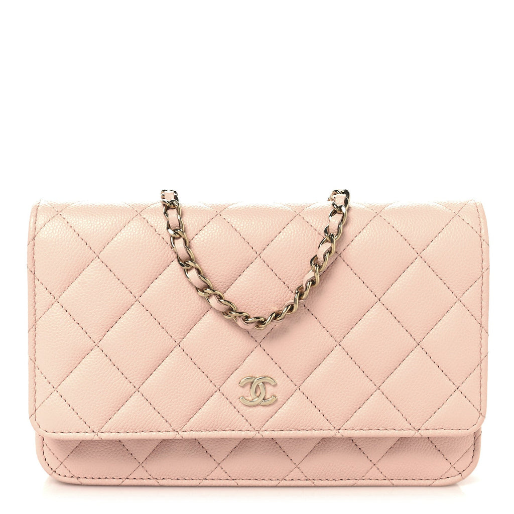 Caviar Quilted Wallet on Chain WOC Light Pink