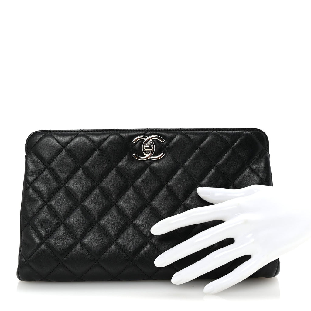 Lambskin Quilted Clutch Black