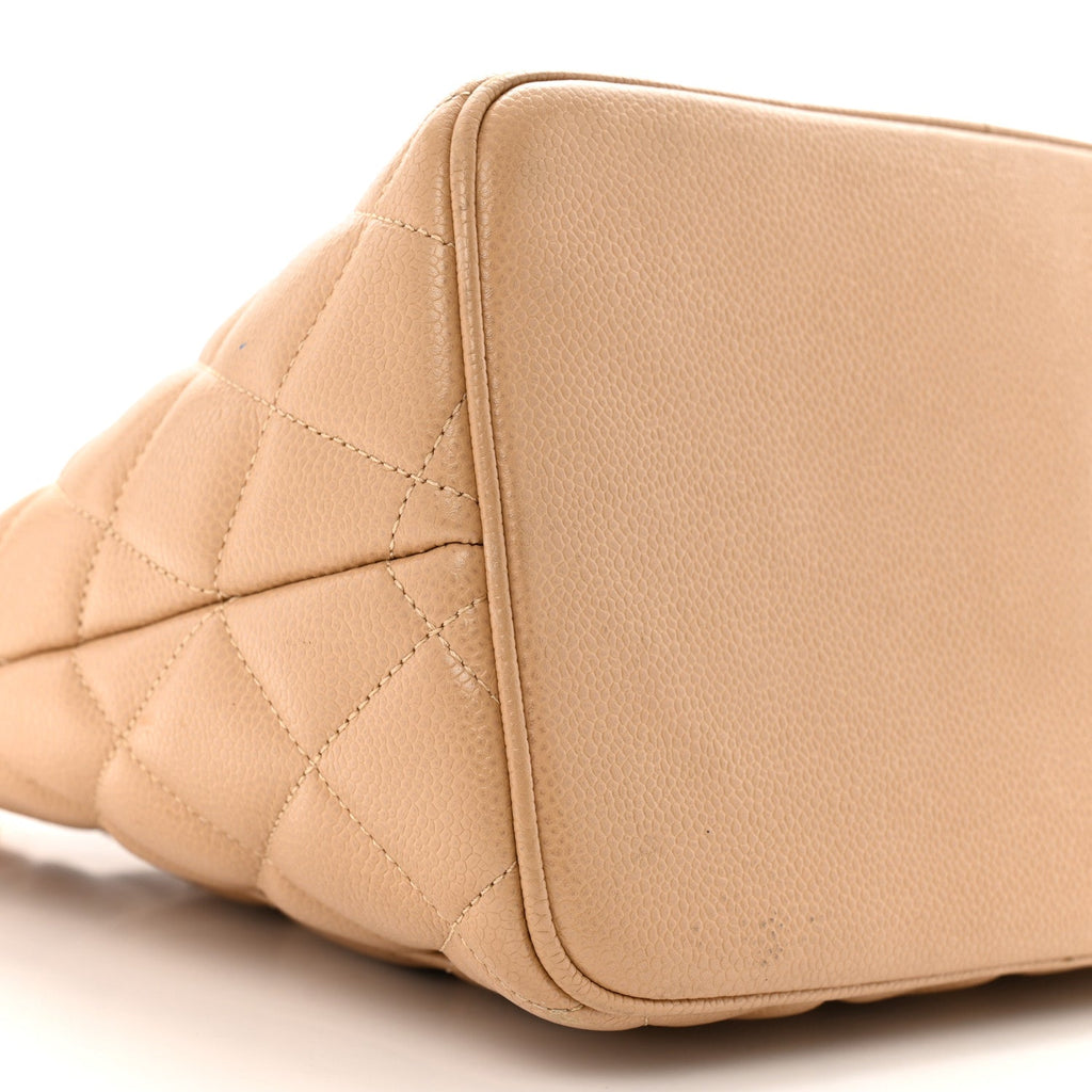 Caviar Quilted Medallion Tote Beige