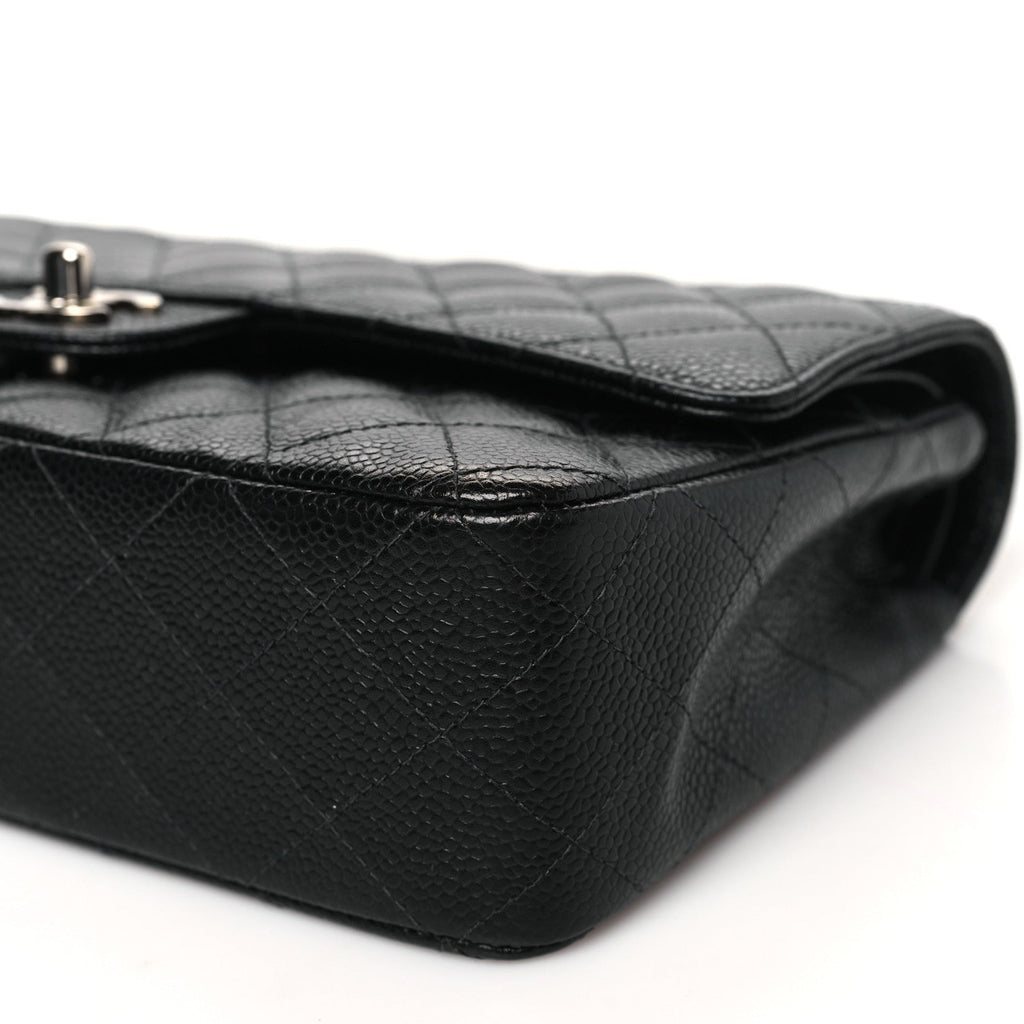 Caviar Quilted Medium Double Flap Black