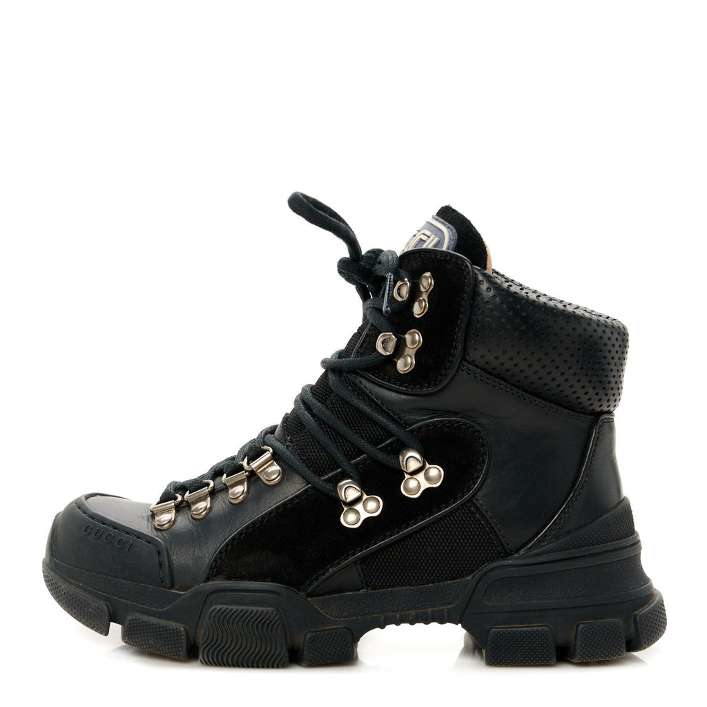 X SEGA Calfskin Suede Technical Canvas Womens Flashtrek High-Top Sneakers 35 Black