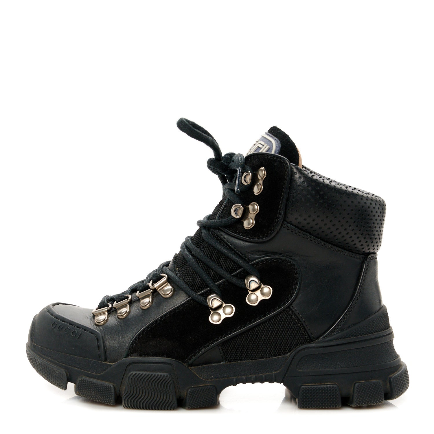 X SEGA Calfskin Suede Technical Canvas Womens Flashtrek High-Top Sneakers 35 Black