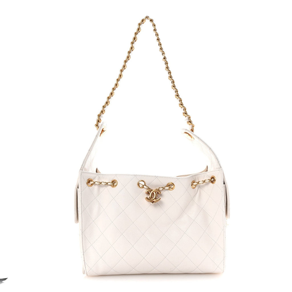 Caviar Quilted Small Chanel 25 Handbag White