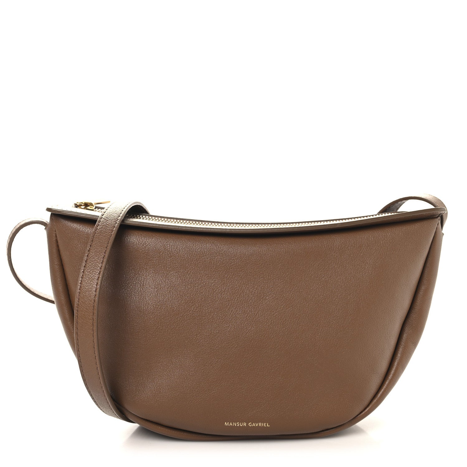 Soft Calfskin Moon Sling Bag Brown