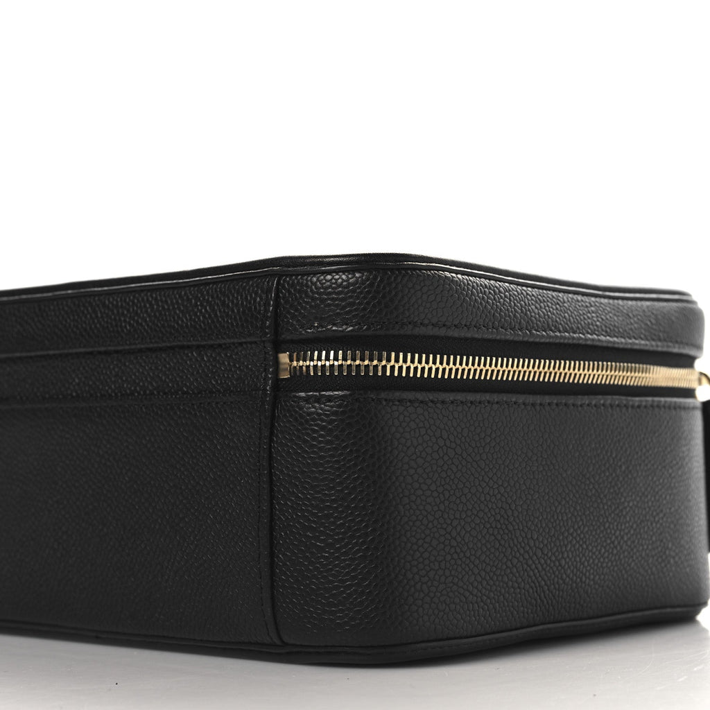 Caviar Quilted Large CC Filigree Vanity Case Black