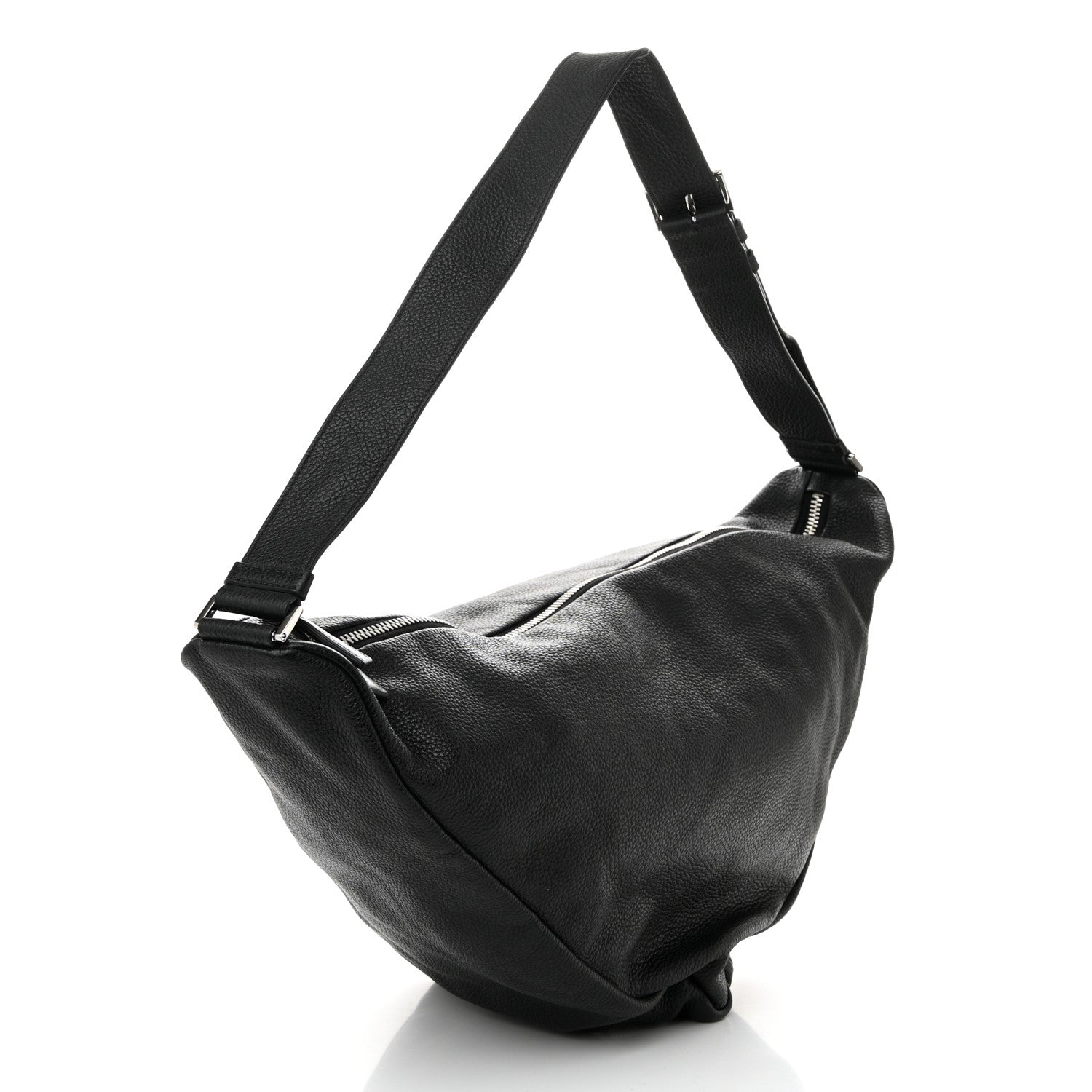 Vitello Daino Triangle Shoulder Bag Black