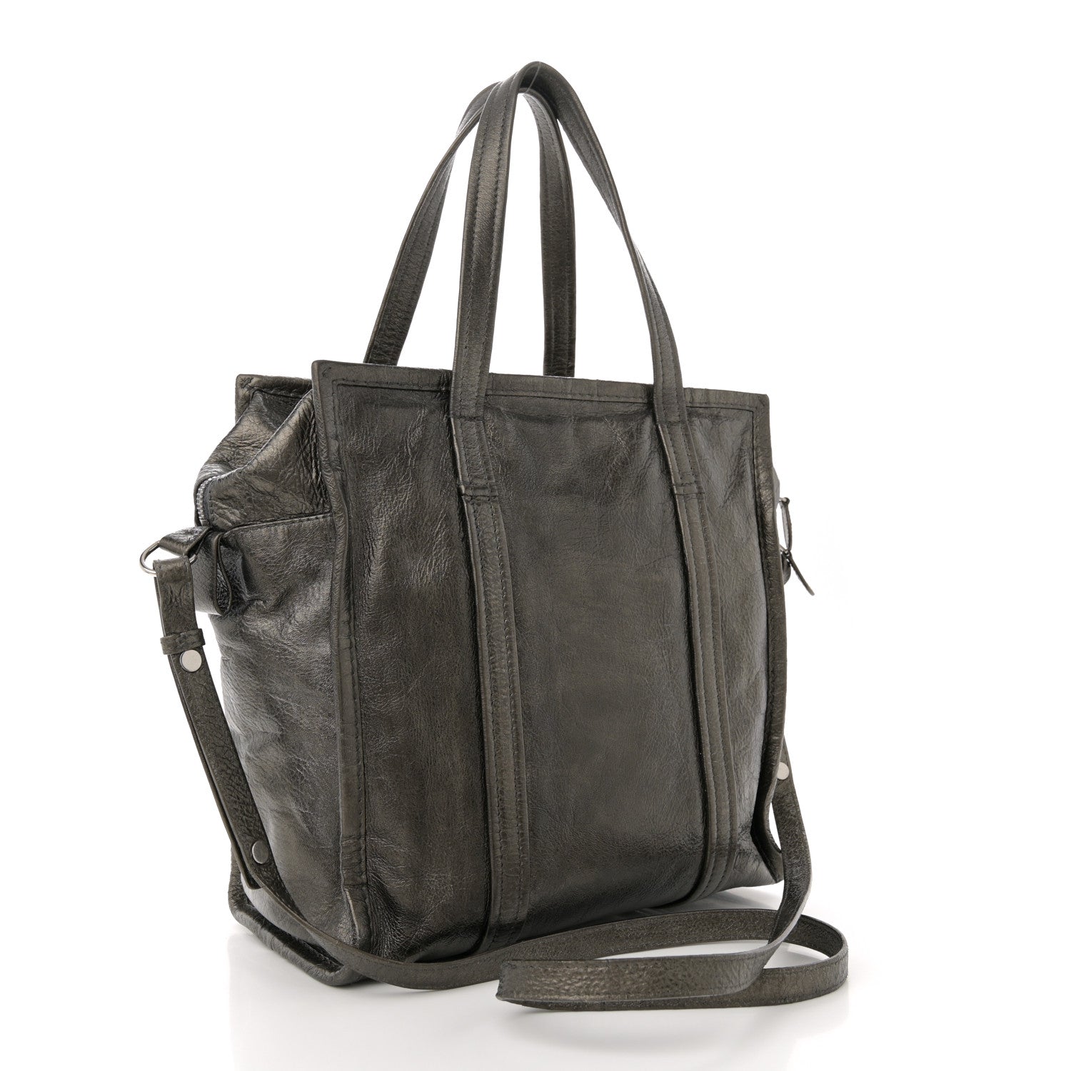 Agneau Small Bazar Shopper Tote Gris Pyrite