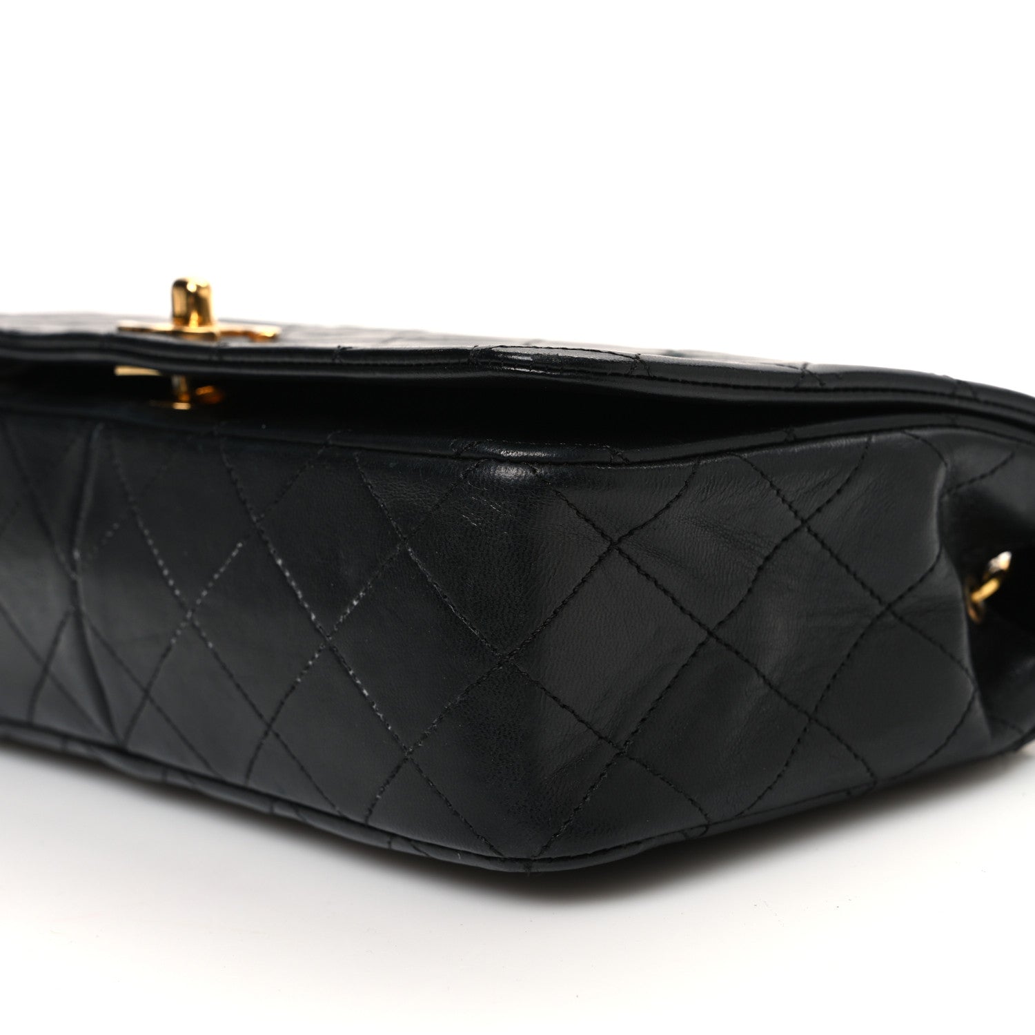 Lambskin Quilted Small Single Flap Black