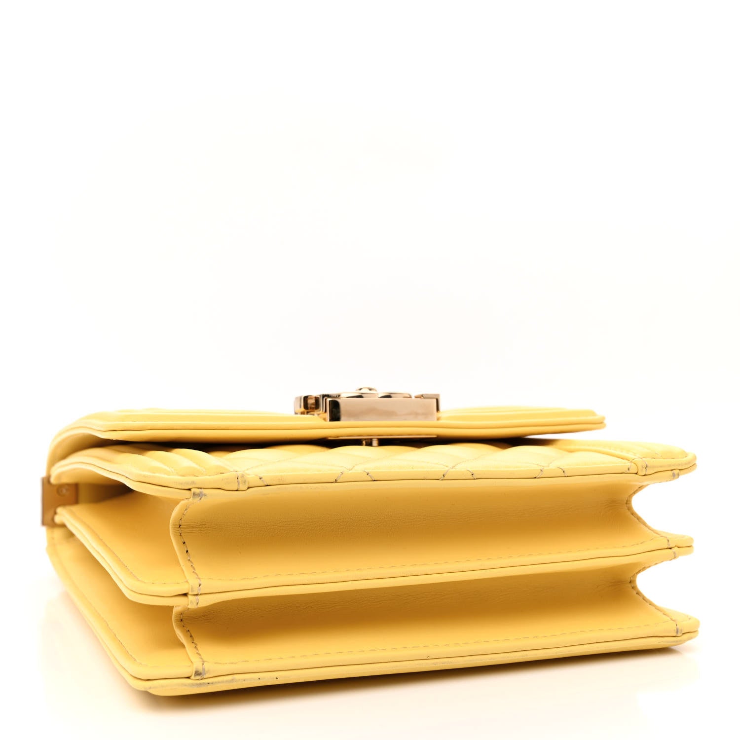 Lambskin Quilted North South Boy Flap Yellow