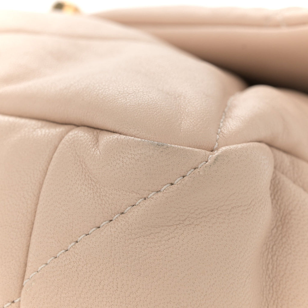 Lambskin Quilted Large Chanel 19 Flap Dark Beige