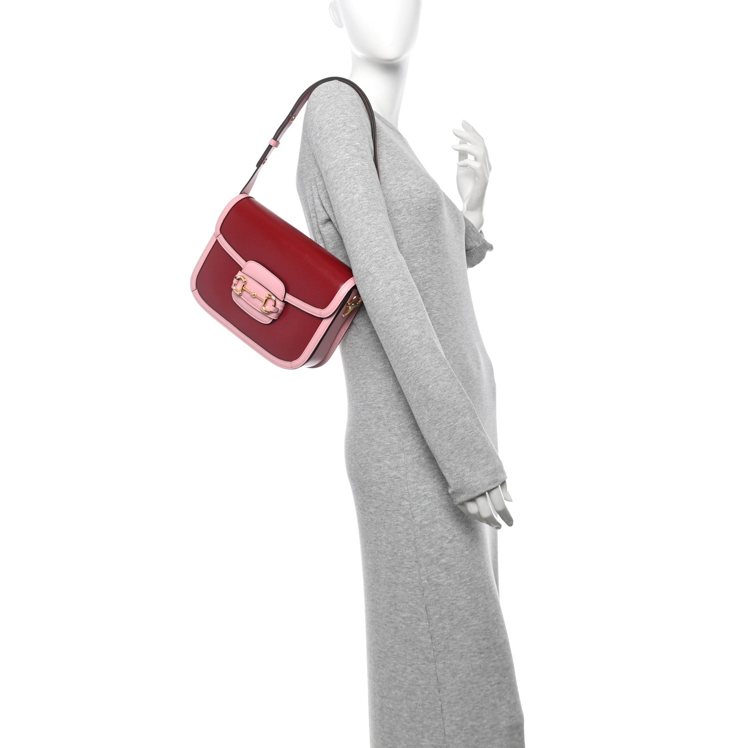 Azalea Calfskin Horsebit 1955 Shoulder Bag New Cherry Red Wild Rose