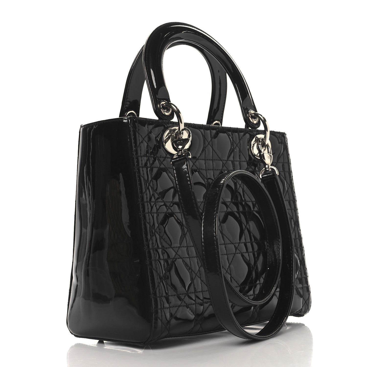 Patent Cannage Medium Lady Dior Black