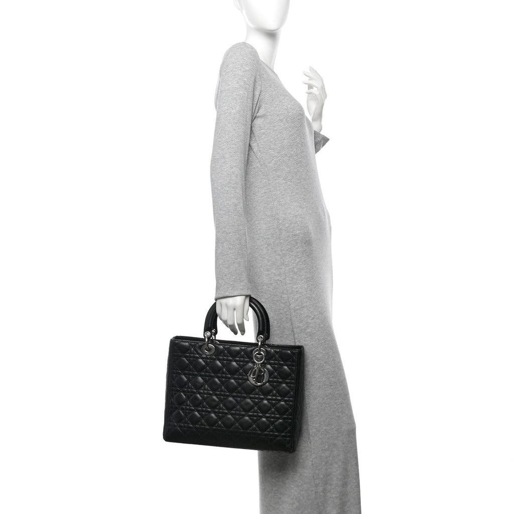 Lambskin Cannage Large Lady Dior Black