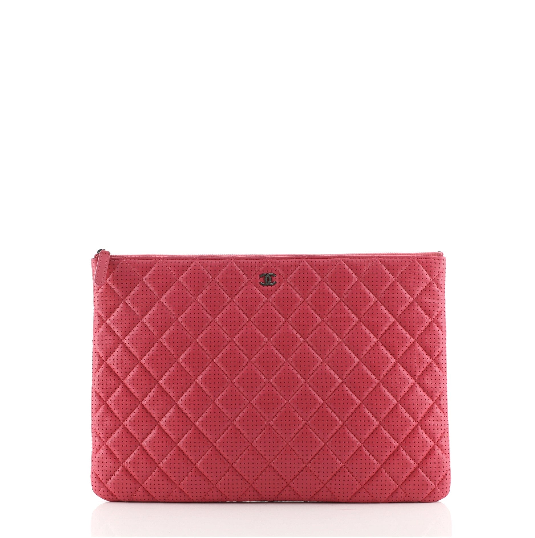 O Case Clutch Quilted Perforated Lambskin Large