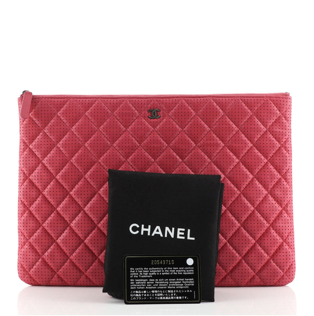 O Case Clutch Quilted Perforated Lambskin Large