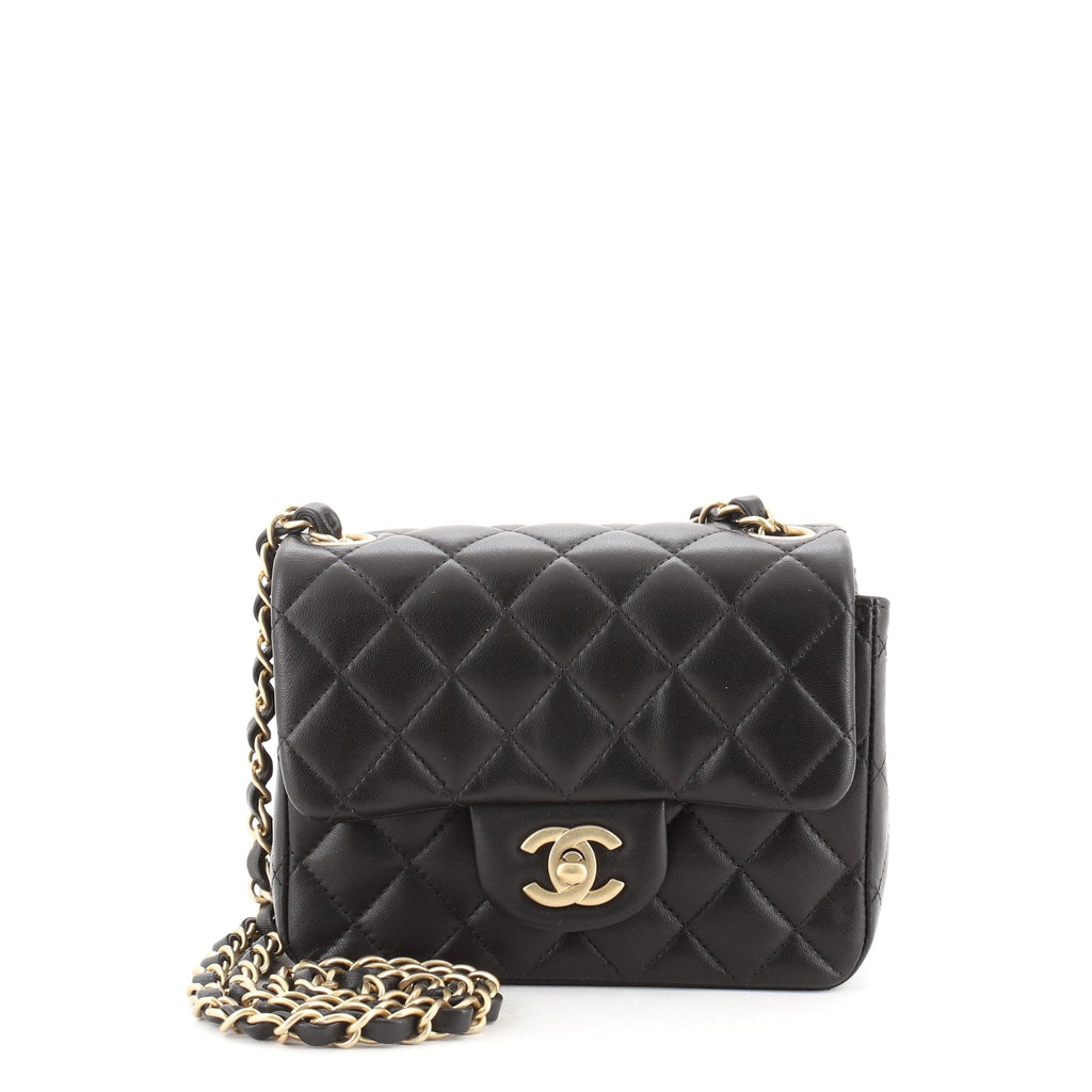 Square Classic Single Flap Bag Quilted Lambskin Mini