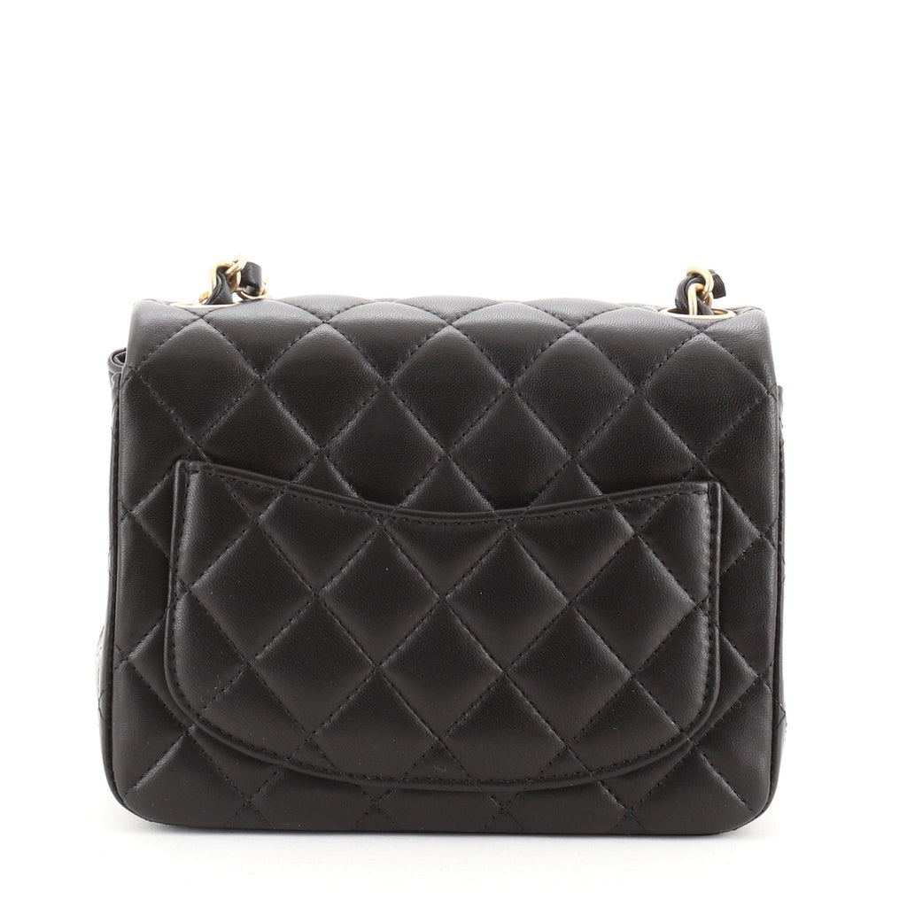 Square Classic Single Flap Bag Quilted Lambskin Mini