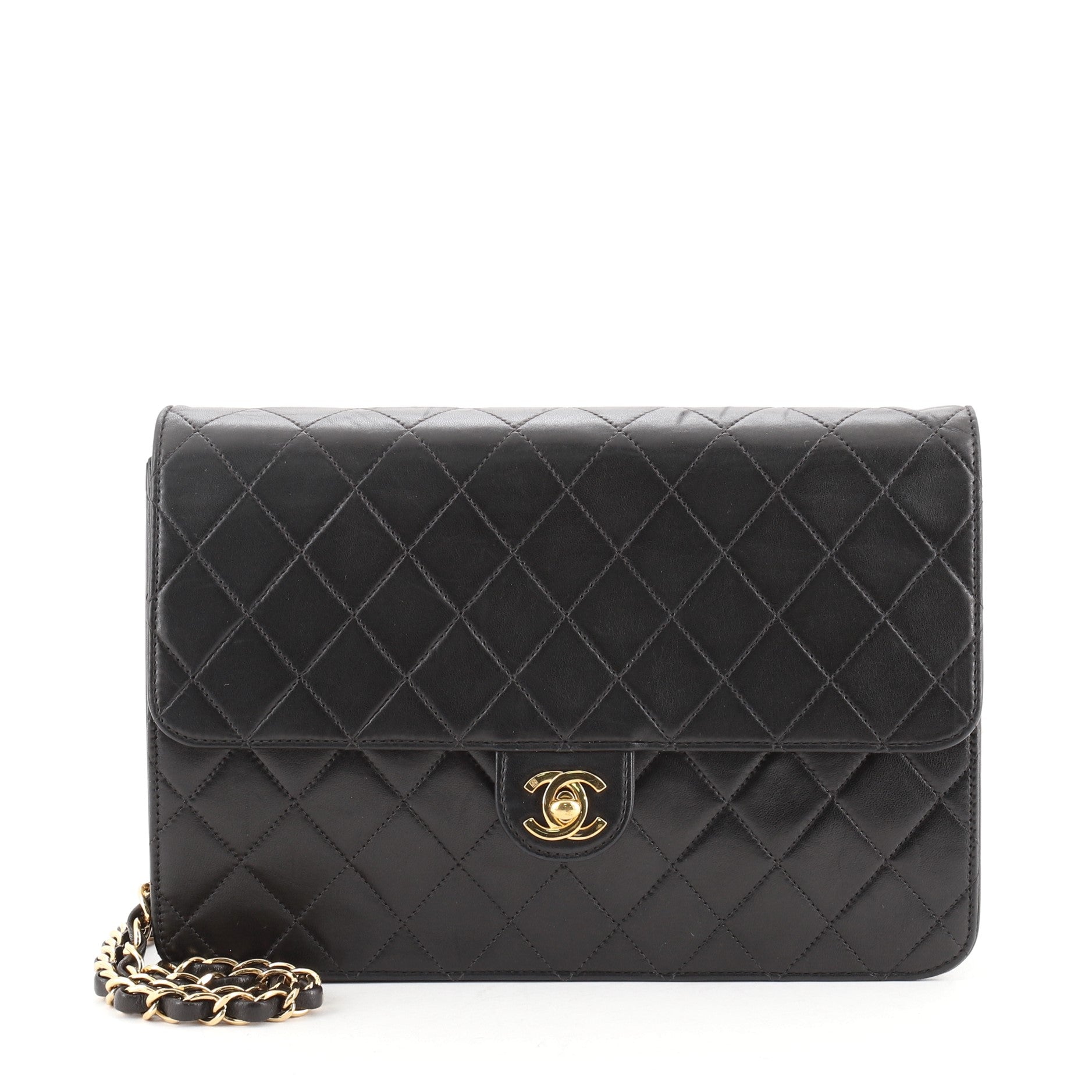 Vintage Clutch with Chain Quilted Leather Medium
