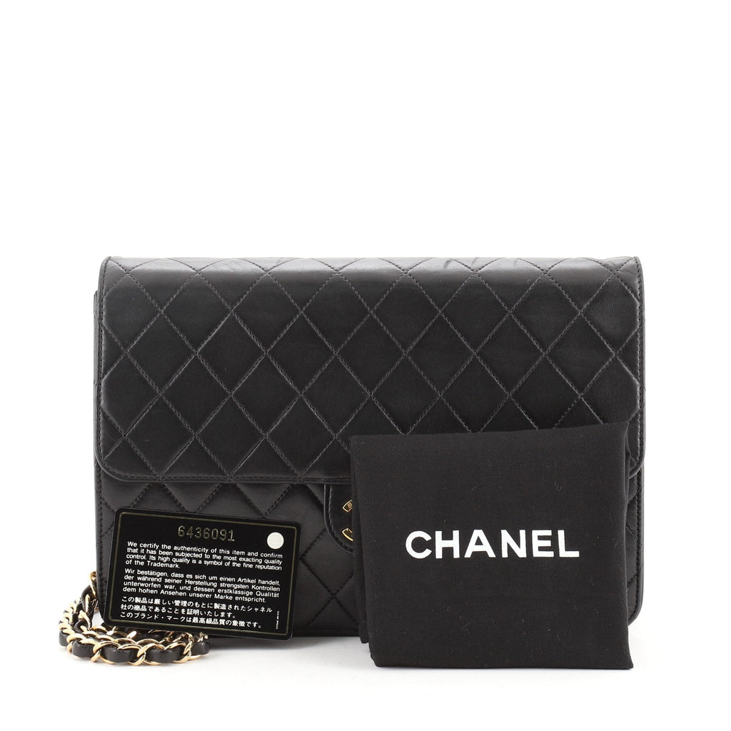Vintage Clutch with Chain Quilted Leather Medium