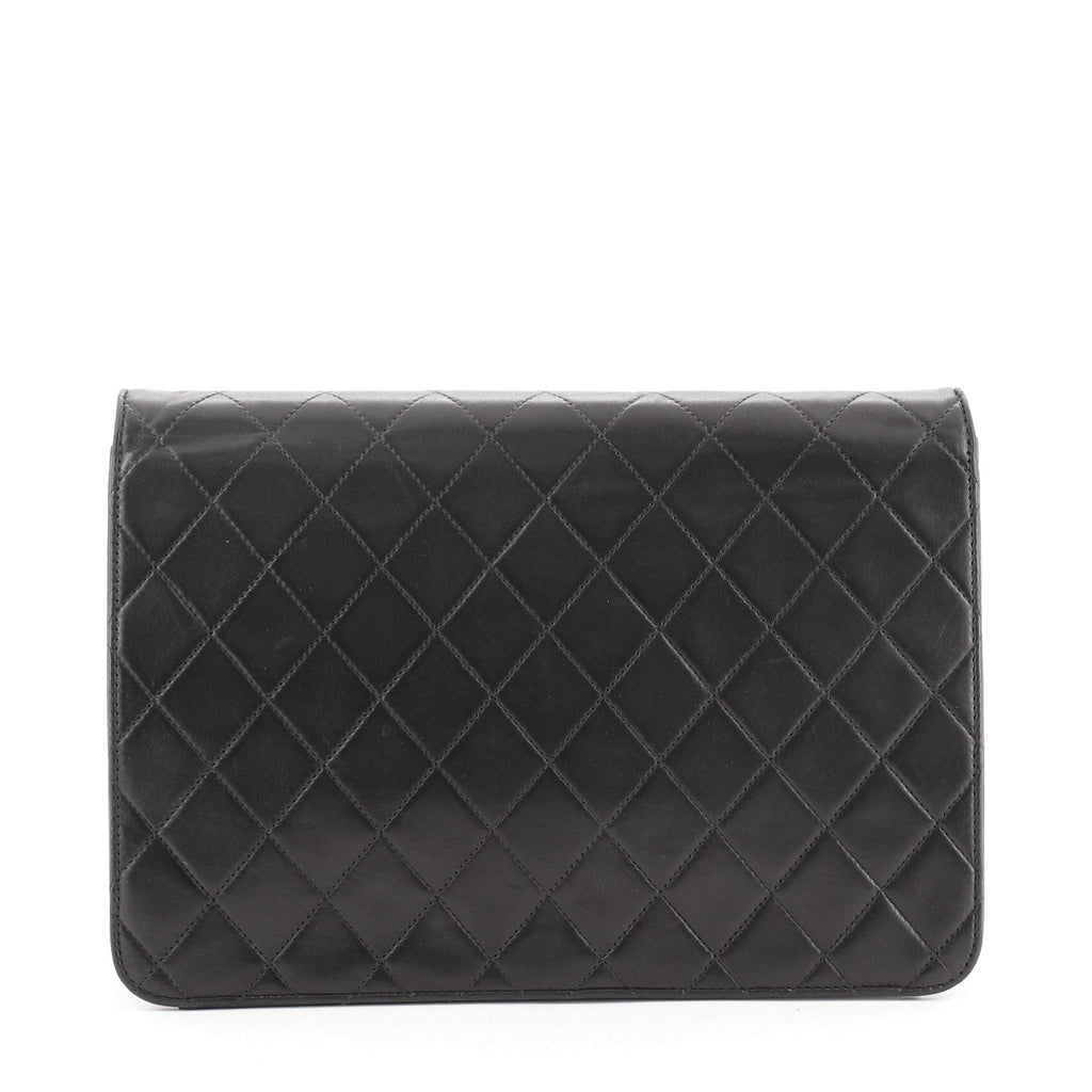 Vintage Clutch with Chain Quilted Leather Medium