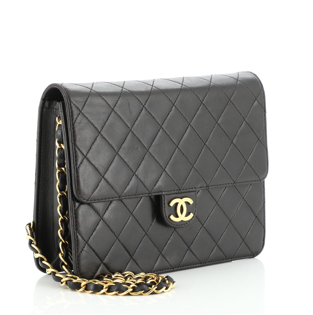 Vintage Clutch with Chain Quilted Leather Small