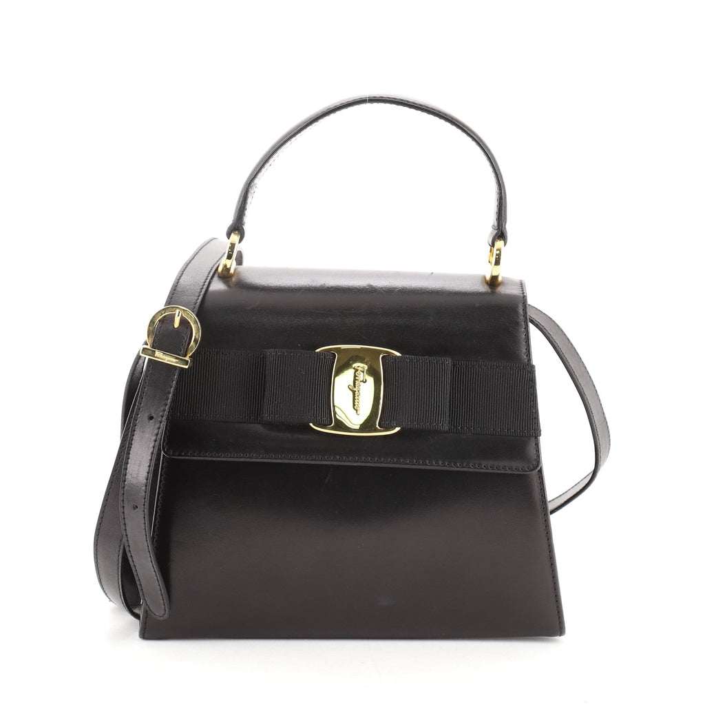 Vintage Vara Bow Top Handle Bag Leather Mini