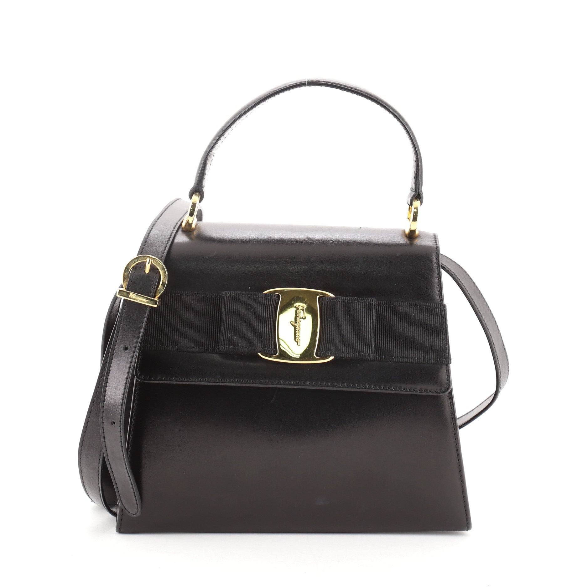 Vintage Vara Bow Top Handle Bag Leather Mini
