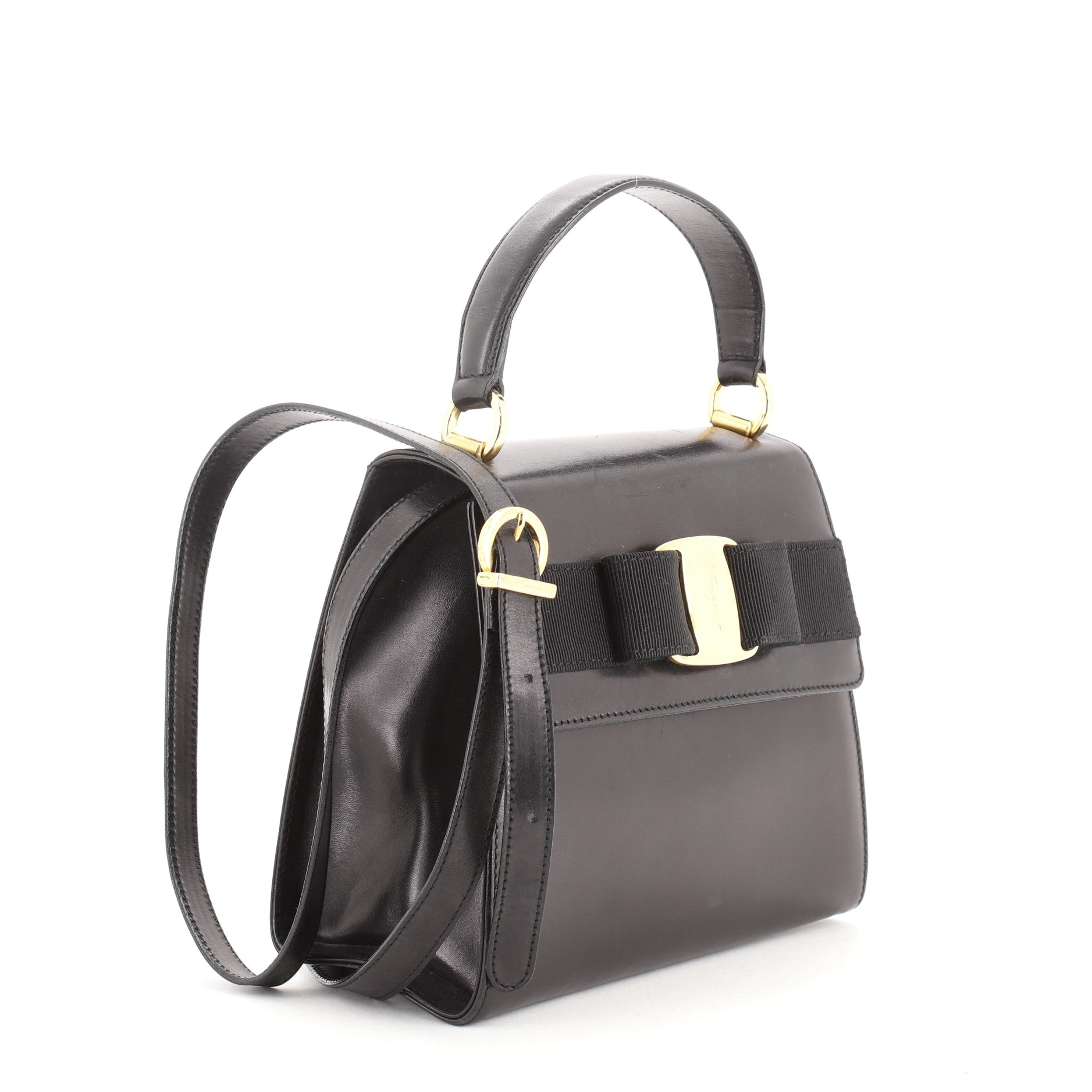 Vintage Vara Bow Top Handle Bag Leather Mini