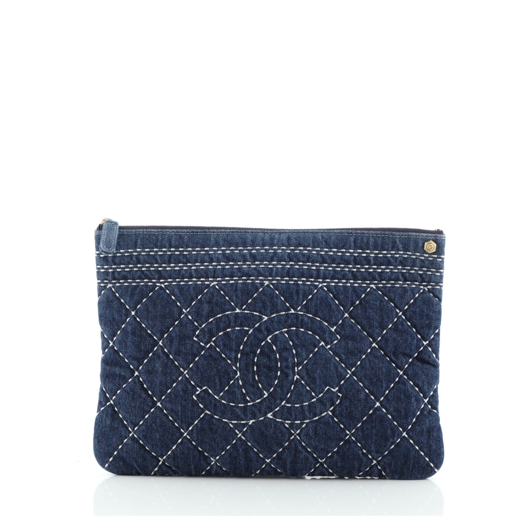 O Case Clutch Stitched Denim Medium