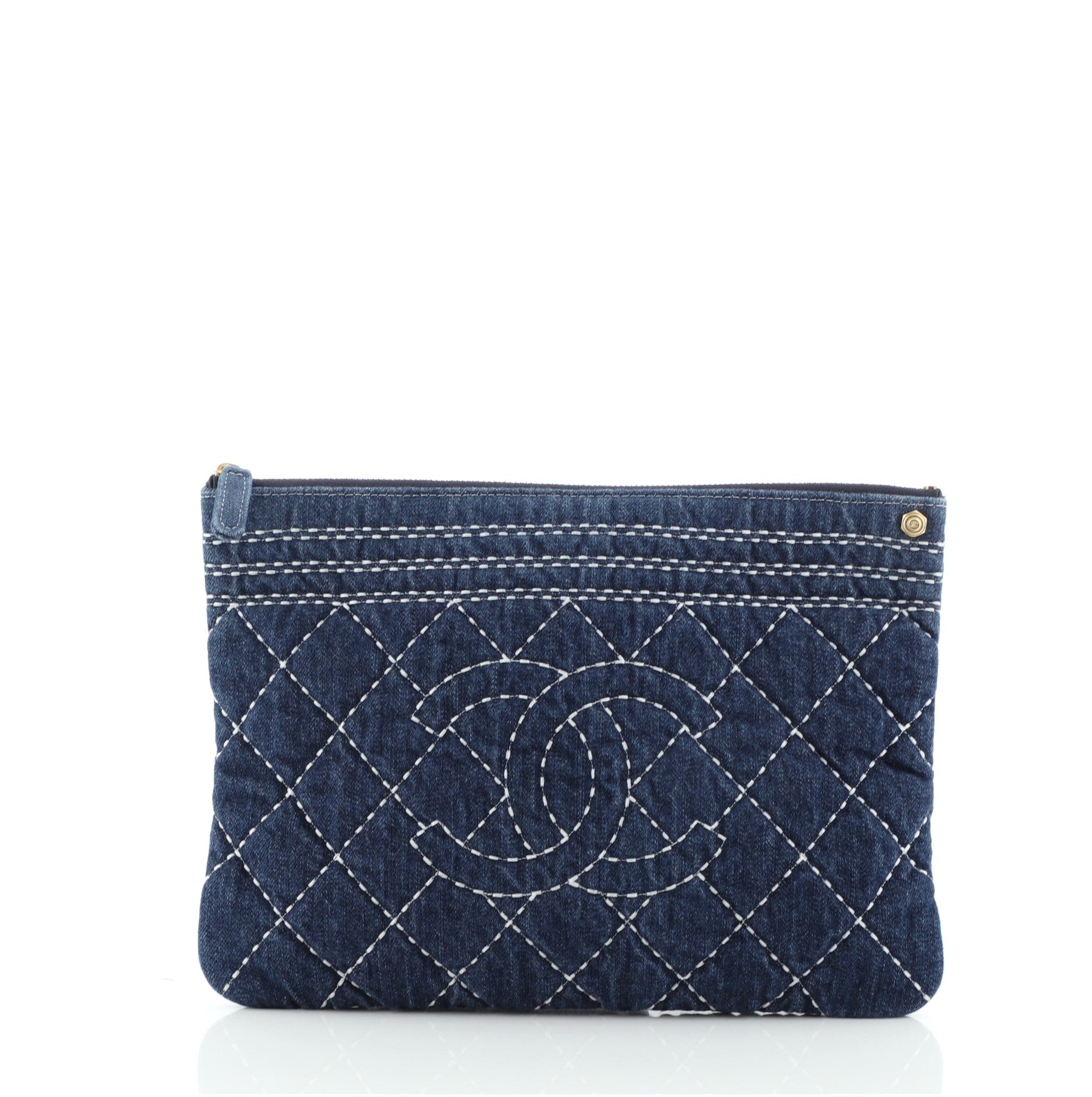 O Case Clutch Stitched Denim Medium