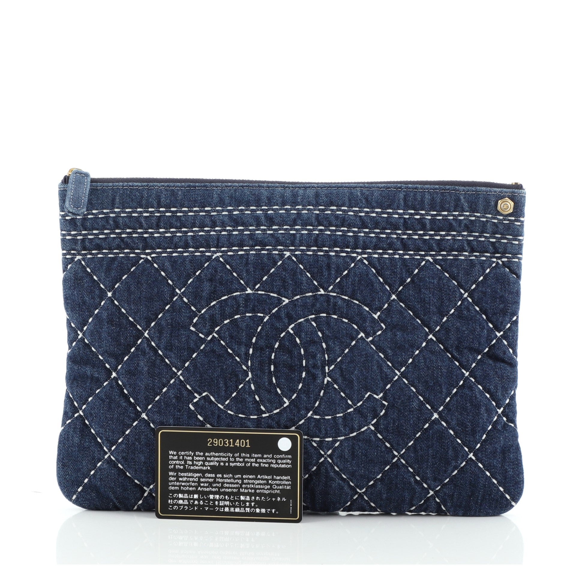 O Case Clutch Stitched Denim Medium