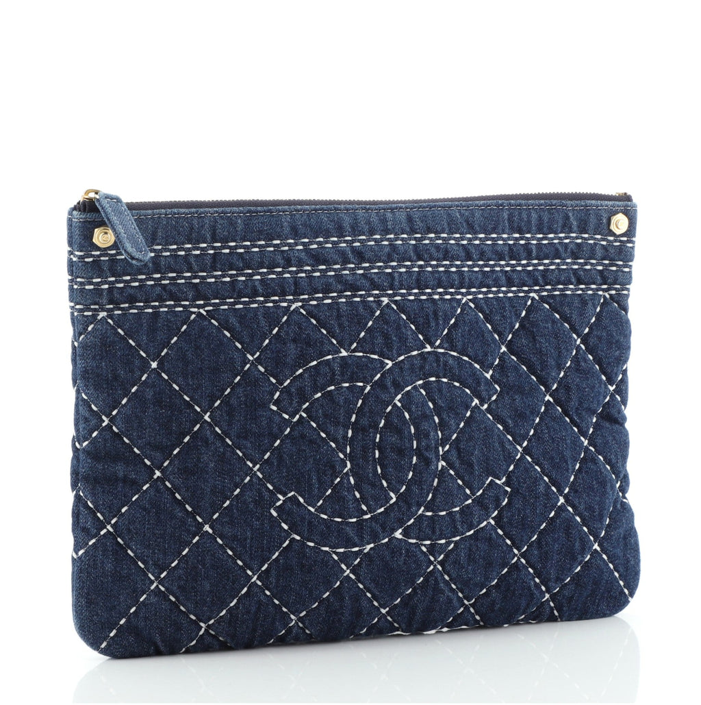 O Case Clutch Stitched Denim Medium