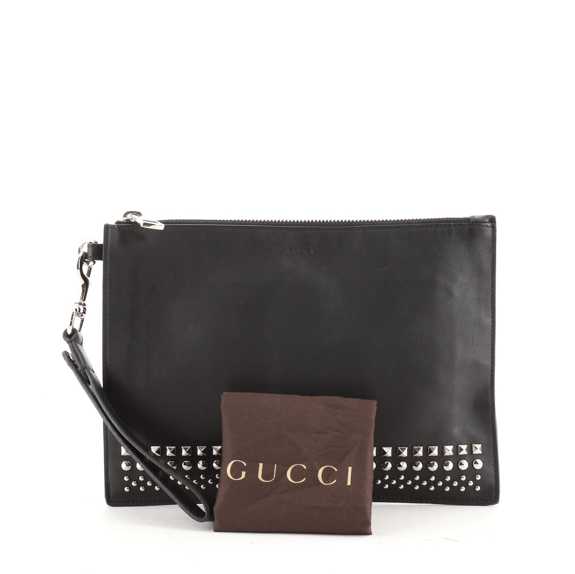 Wristlet Clutch Studded Leather