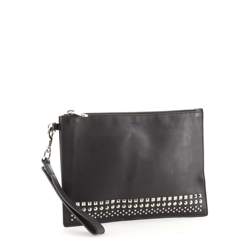 Wristlet Clutch Studded Leather