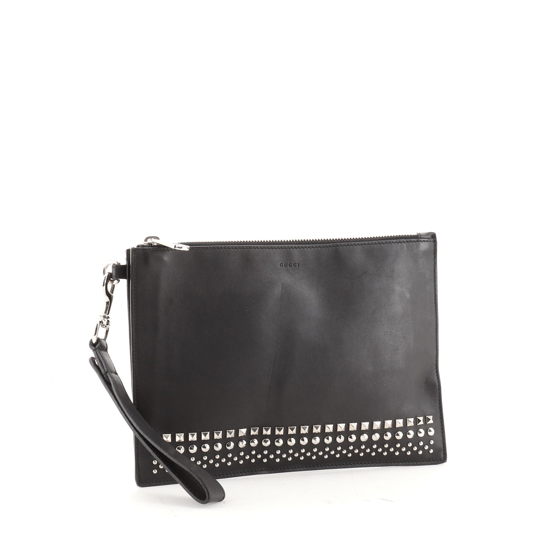 Wristlet Clutch Studded Leather