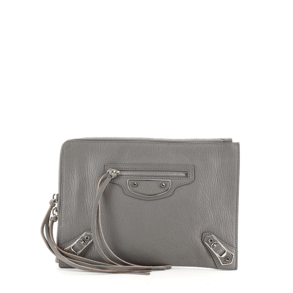 Zip Around Classic Metallic Edge Clutch Leather Small